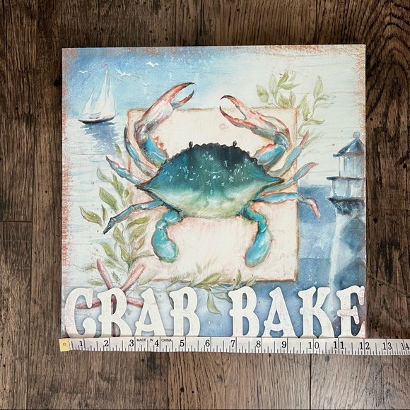 Crab Bake Coastal Nautical Canvas Print Wall Art 12 x 12 - Picture 4 of 6